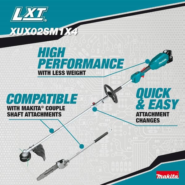 LXT 18V Lithium-Ion Brushless Cordless Couple Shaft Power Head Kit w/String Trimmer & 10 in. Pole Saw Attachments 4.0Ah