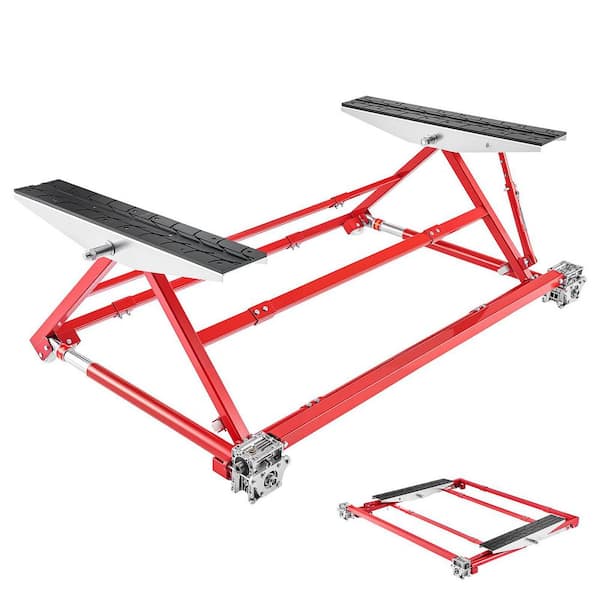 Portable Car Lift 4400 lbs. Capacity, Durable Steel Construction with 23 in. Max Height, Adjustable Width and Wheels