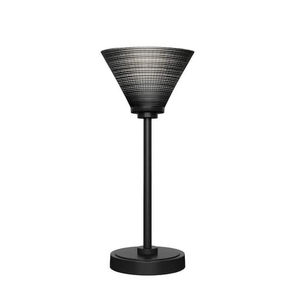 Unbranded Quincy 16 in. Matte Black Accent Lamp with  Black MatrixGlass Shade