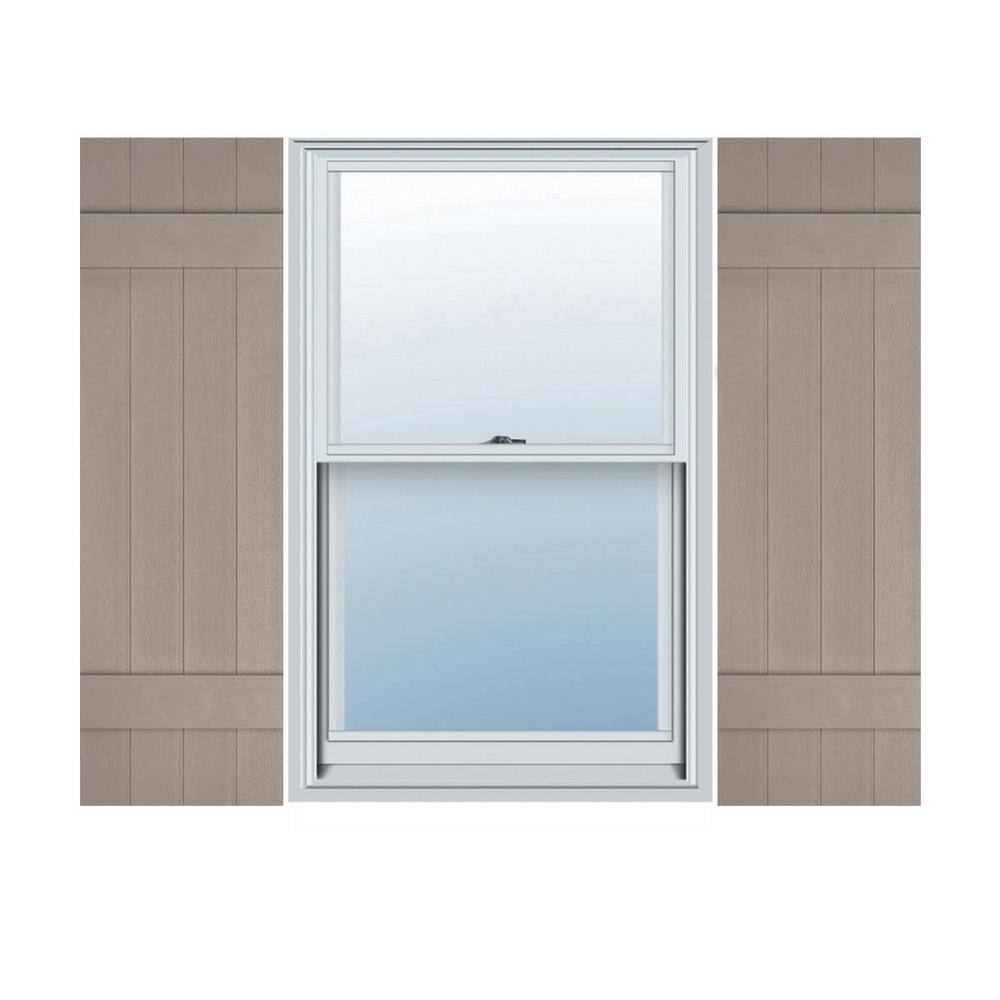 14 in. W x 51 in. H Vinyl Exterior Joined Board and Batten Shutters Pair in Clay