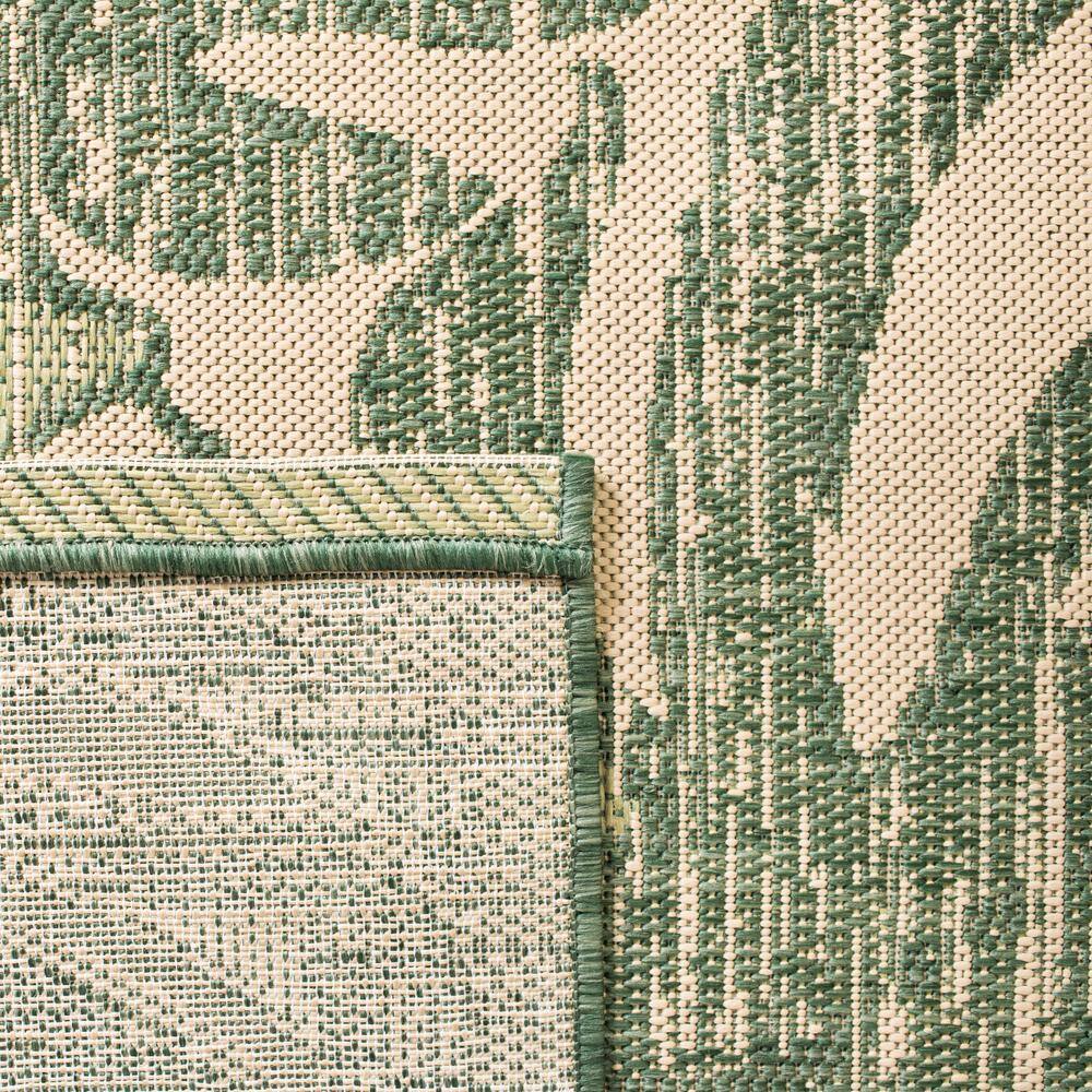 Beige and Green Leaf Pattern Indoor/Outdoor Area Rug