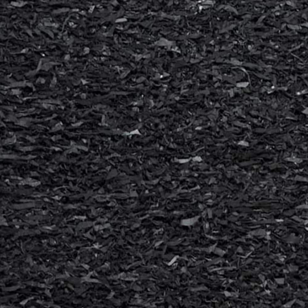 Contemporary Black Leather Hand-Knotted Shag Rug 8' x 10'