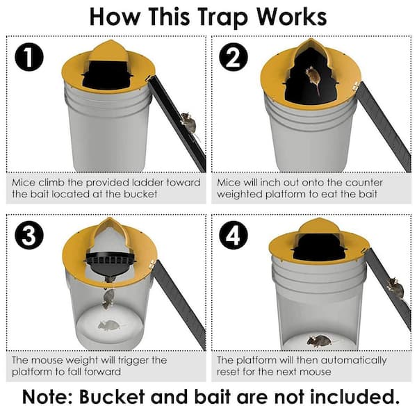 Mouse Trap Bucket Flip Lid Mouse Rat Trap Bucket Lid Auto Reset Multi Catch Humane Rat Trap for Indoor Outdoor