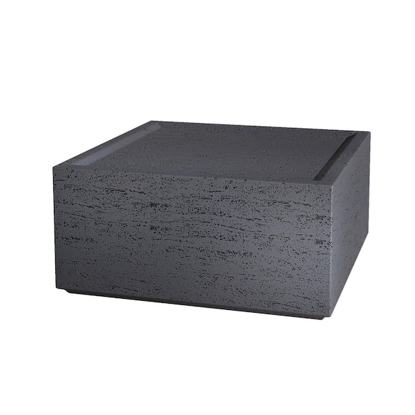 28 in. Magnesium Oxide Outdoor Coffee Table with Natural Stone Textured Surface, Dark Gray
