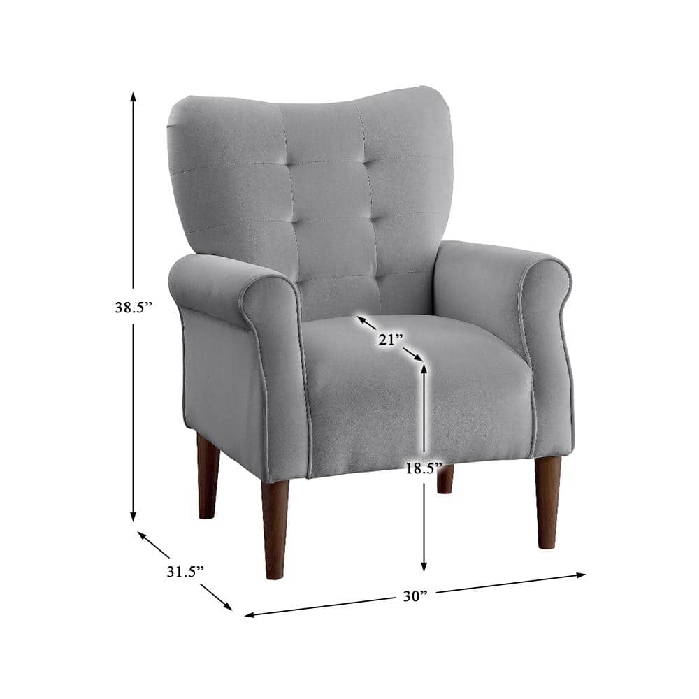 Elegant Dark Gray Velvet Round Arm Accent Chair
