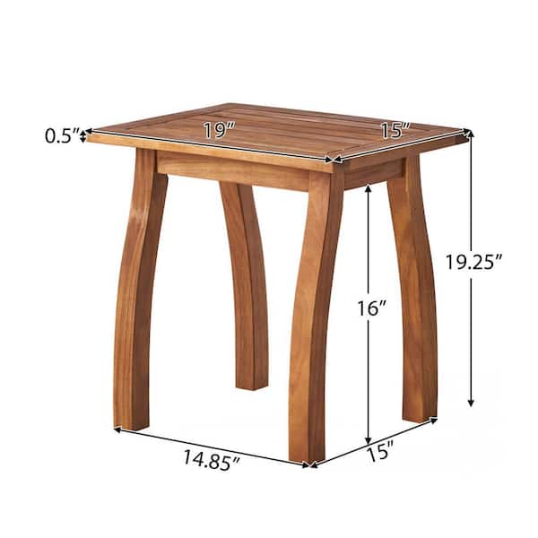 Teak Acacia Wood Outdoor 19 in. Side Table End Table Small Coffee