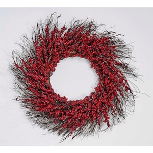 22 in. Artificial Berry Wreath on Twig Wreath