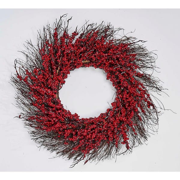 Unbranded 22 in. Artificial Berry Wreath on Twig Wreath
