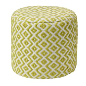 Osbourne Chartreuse Chevron Polyester 16 in. x 16 in. x 16 in. Cylinder Indoor/Outdoor Pouf