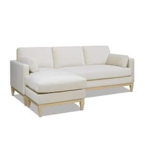 Knox 89 in. Square Arm 2-Piece Velvet L-Shaped Sectional Sofa in French Beige with Convertible