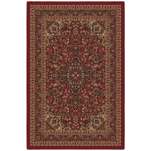 Ottohome Collection Non-Slip Rubberback Medallion Oriental Design 3x5 Indoor Area Rug, 3 ft. 3 in. x 5 ft., Dark Red