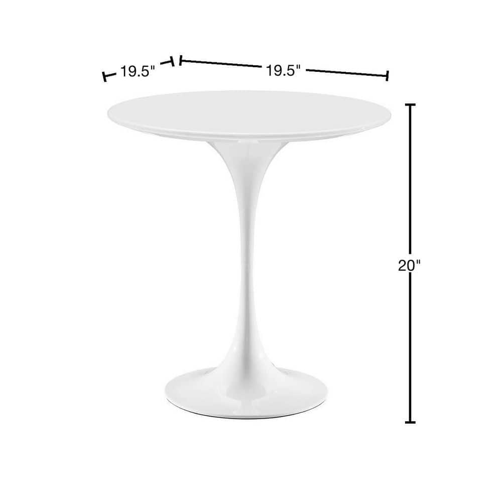Lippa 20 in. Wood Round Side Table in White White - thumbnail 3