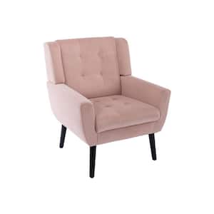 Pink Soft Velvet Ergonomics Accent Chair with Armrest, Upholstered Armchair Reading Side Chair for Living Room Bedroom