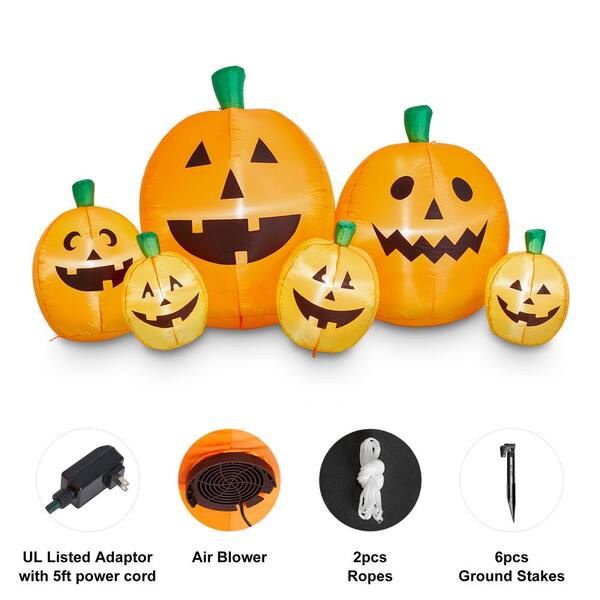 Glitzhome 8 ft. Lighted Inflatable Jack-O-Lantern Pumpkins