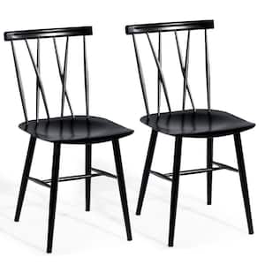 Black Armless Cross Back Kitchen Dining Chairs (2 Pack )