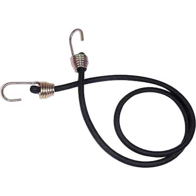 Bungee Length 18 in,Black Rubber Bungee Cord with J-Hooks,-204000125 