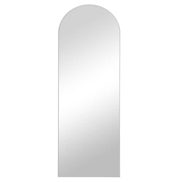 Dovelina 64 in. x 21 in. Classic Arch Top Wooden Framed Silver Free Standing Mirror
