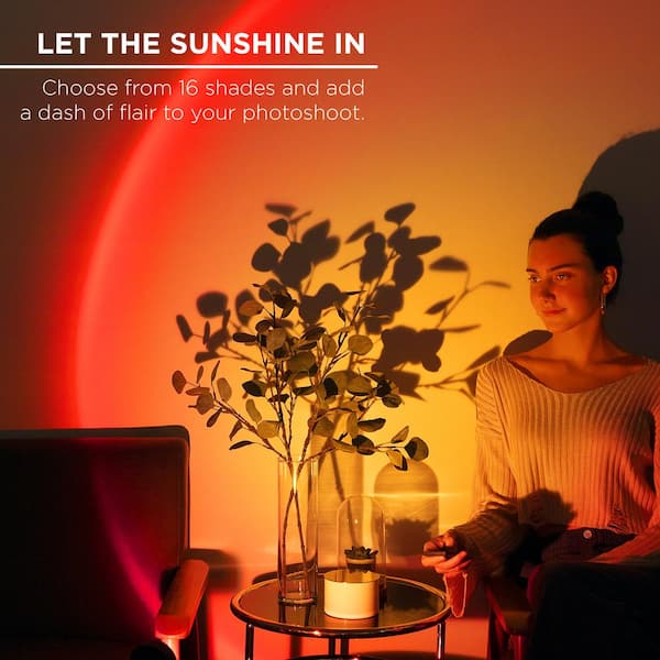 Remote Control Sunset Lamp, 16 Colours Sunset Lamp, LED Projector RGB Lamp,  USB Sunset Projection Lamp, 180° Rotatable with IR Remote Control, for  Selfie Lighting, Room, Party, Lamp Decoration.
