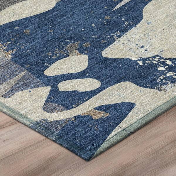 Chantille Machine Washable Indoor/Outdoor Abstract ACN3058 Navy 10 ft. x 14 ft. Area Rug