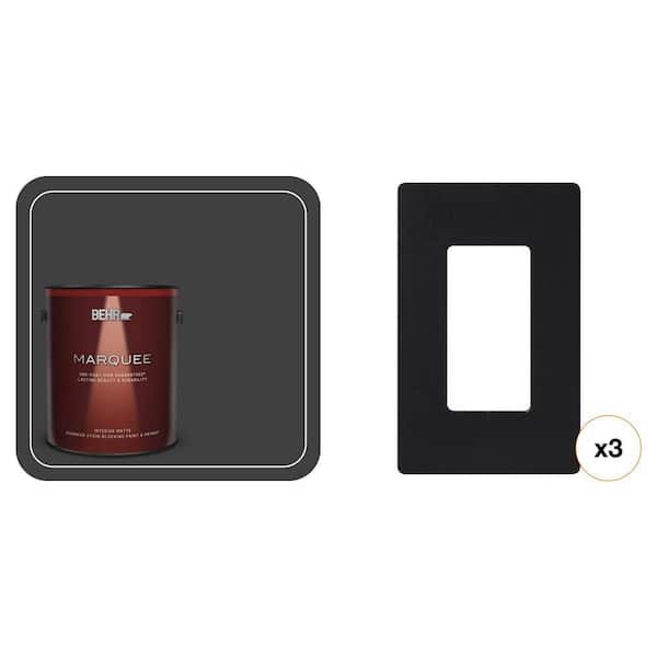 1 gal. Black Matte Interior Paint Primer and Black 1 Gang Wall Plate (3-Pack) Combo