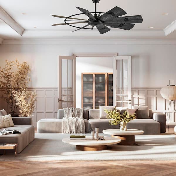 Home Decorators Collection Corinth 72 in. Indoor Matte Black Ceiling Fan with DC Motor and Remote Control Included