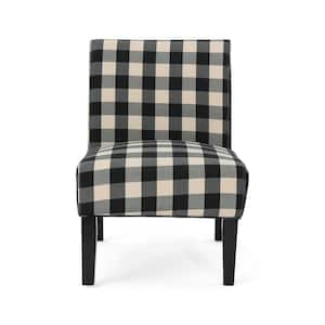Kassi Traditional Black Checkerboard Fabric Accent Chair