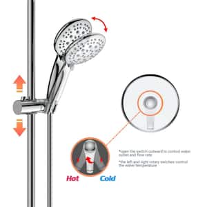 Massage Single-Handle 6-Spray 4.7 in. Round Wall Mount Shower Faucet with Storage Hook in Chrome (Valve Included)