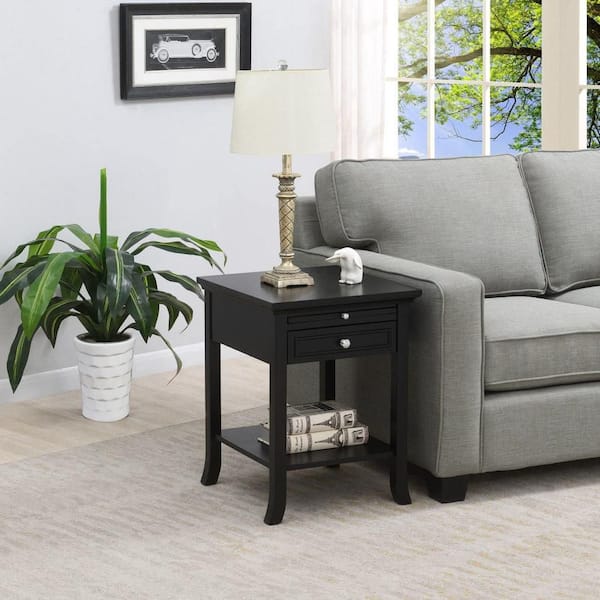 HOME IMPORTS EMPORIUM 16.5 in. Black Finish Rectangle Wood End Table