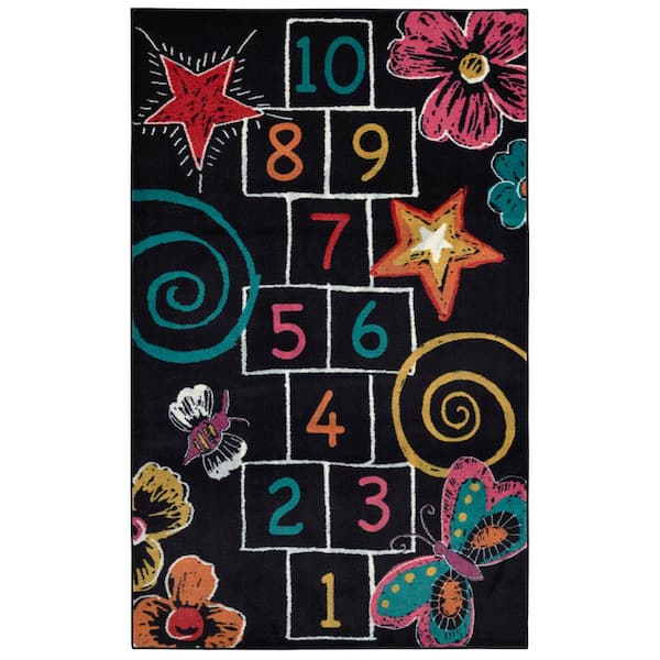 Mohawk Home Hopscotch Black 7 ft. 6 in. x 10 ft. Whimsical Area Rug