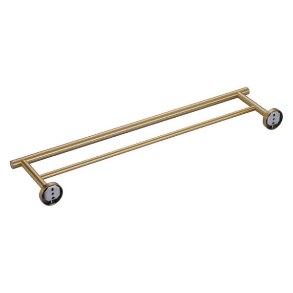 1-Pack 24 in. Wall Mounted Double Towel Bar Bath Hardware Accessory in Gold