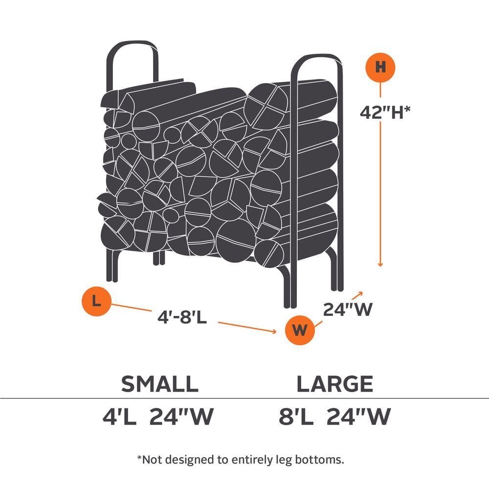 Classic Black 8-Foot Heavy-Duty Log Rack Cover
