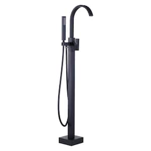 Single-Handle Freestanding Tub Faucet with Hand Shower in Black