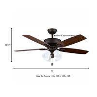 Devron 52 in. LED Indoor Oil-Rubbed Bronze Ceiling Fan with Light Kit