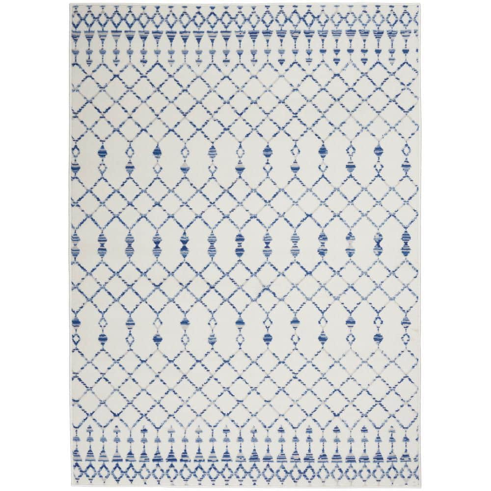 Bohemian Bliss Ivory Geometric 6' x 9' Synthetic Area Rug