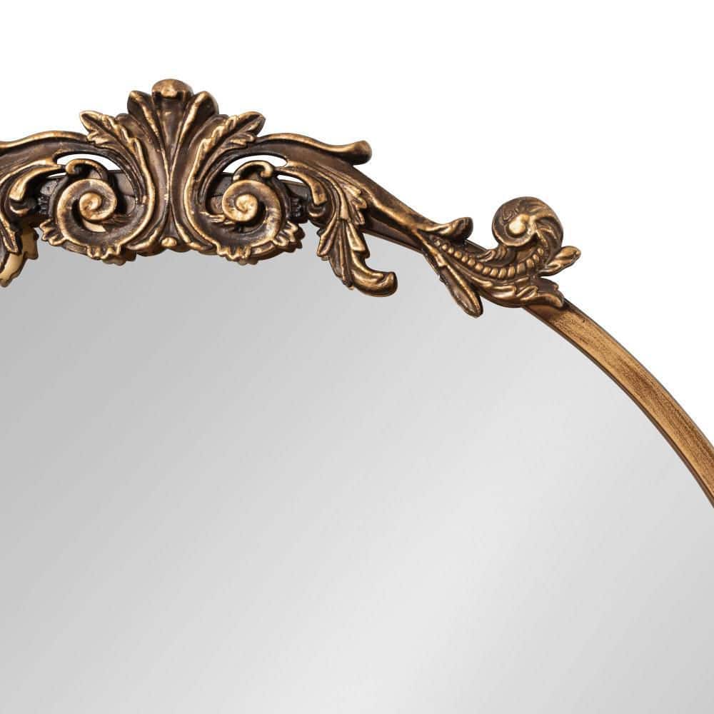 Arendahl 24" Round Gold Ornate Metal Vanity Mirror