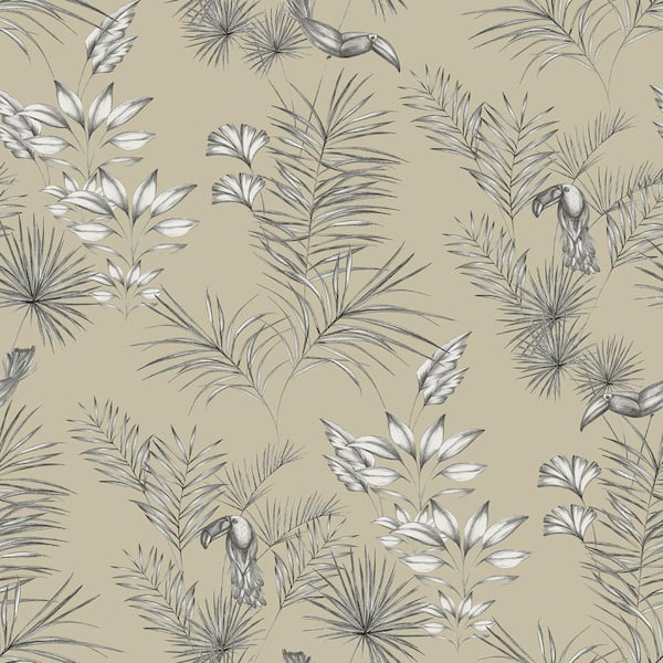 OhPopsi Shelly Grey Toucan Toile Wallpaper Sample