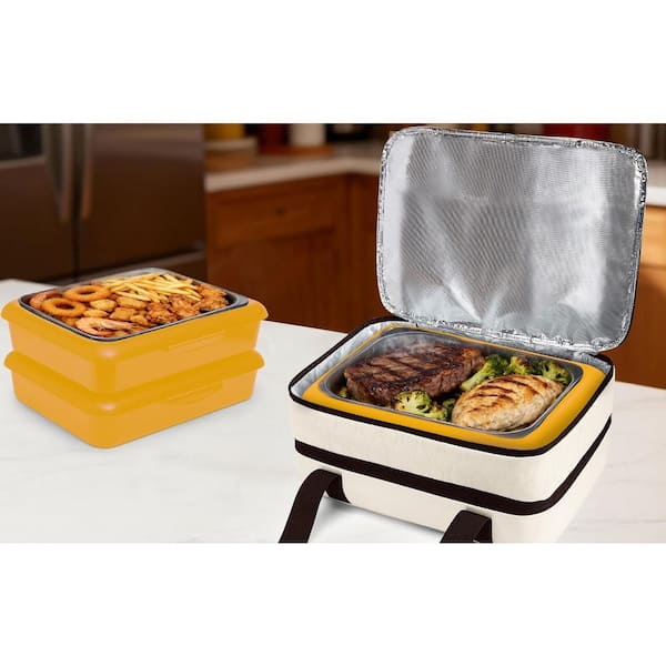 1-Piece Beige Insulated Casserole Carrier, Double Thermal Cookie Food Containers, Fit 9 x 13 in. Baking Dish Foil Pans