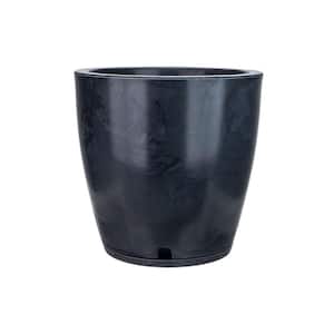 Amsterdan Large Black Marble Effect Plastic Resin Indoor and Outdoor Planter Bowl