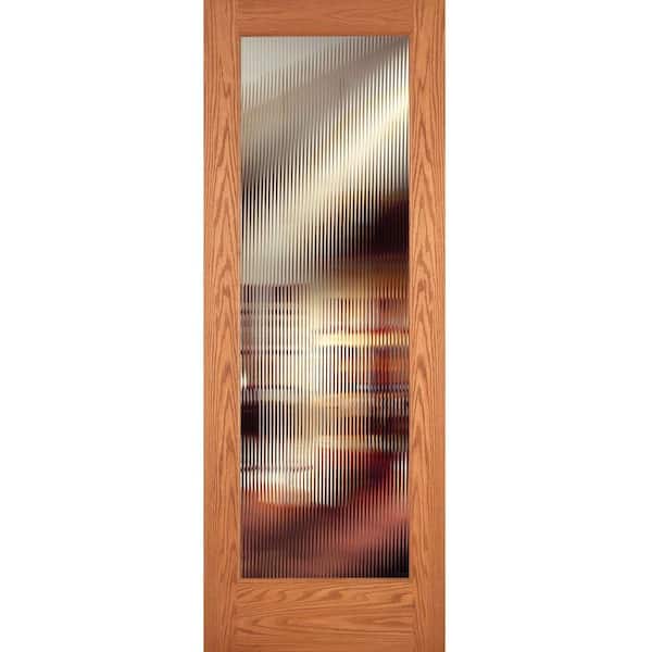 Feather River Doors 30 in. x 80 in. Reed Woodgrain 1 Lite Unfinished Oak Interior Door Slab