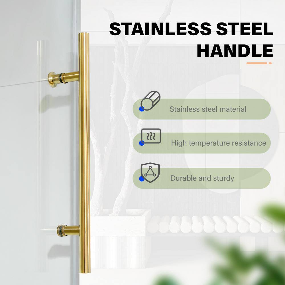 76 in. H x 60 in. W Frameless Sliding Shower Door with Titanium Gold Finish