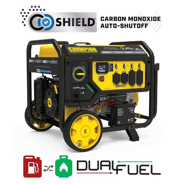 Champion Power Equipment 9375/7500-Watt Electric Start Gasoline and Propane Dual Fuel Portable Generator with CO Shield