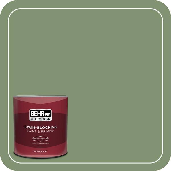 BEHR ULTRA 1 qt. #BIC-26 Aloe Plant Extra Durable Flat Interior Paint & Primer