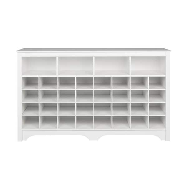 Prepac 35 in. H x 60 in. W White Laminate Shoe Storage Cabinet