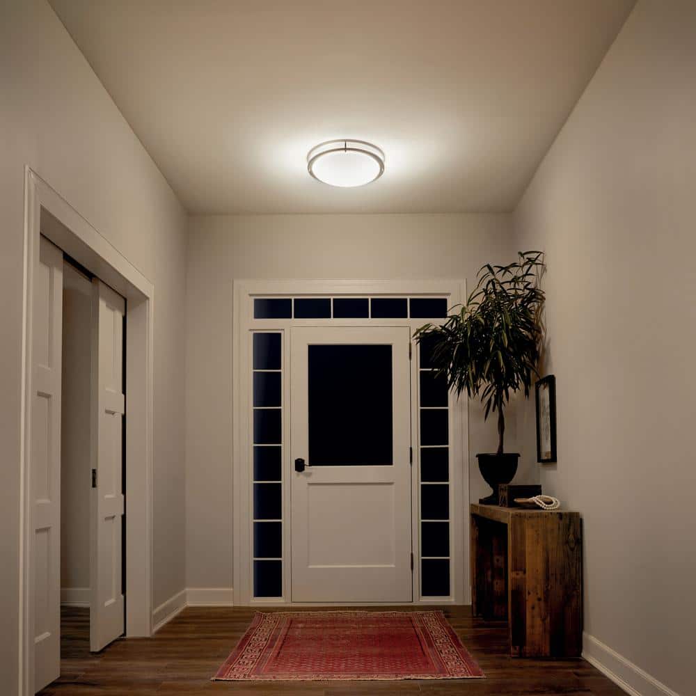 Brushed Nickel LED Drum Shade Flush Mount Ceiling Light