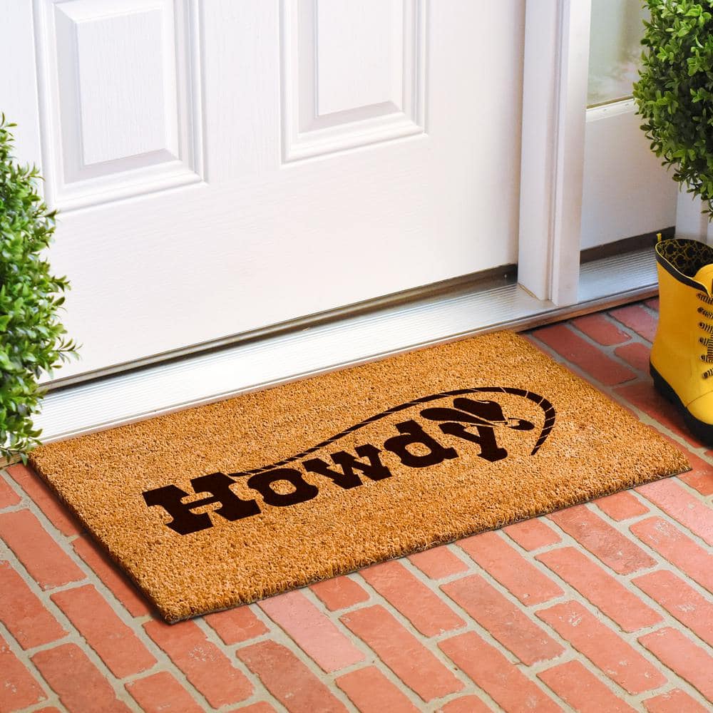 Modern Coir and Vinyl Rectangular Outdoor Doormat, 17" x 29"