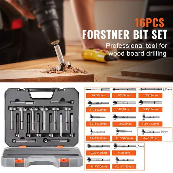 SKYSHALO Forstner Bit Set, 16 Pcs Forstner Drill Bits Set,1