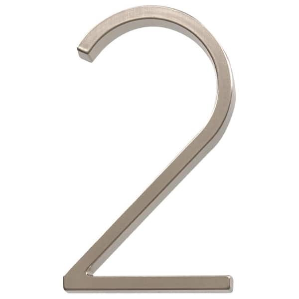 5 in. Satin Nickel Floating or Flush House Number 2