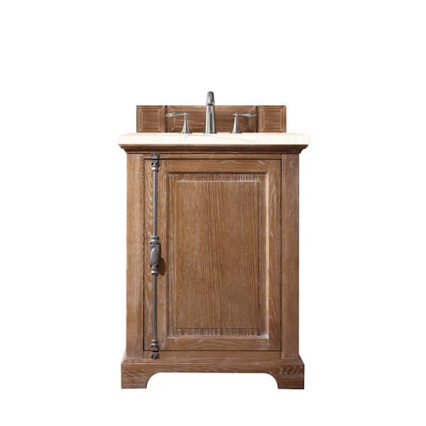 James Martin Vanities Providence 26 in. W x 23.5 in. D x 34.3 in. H Single Bath Vanity in Driftwood with Eternal Marfil Quartz Top