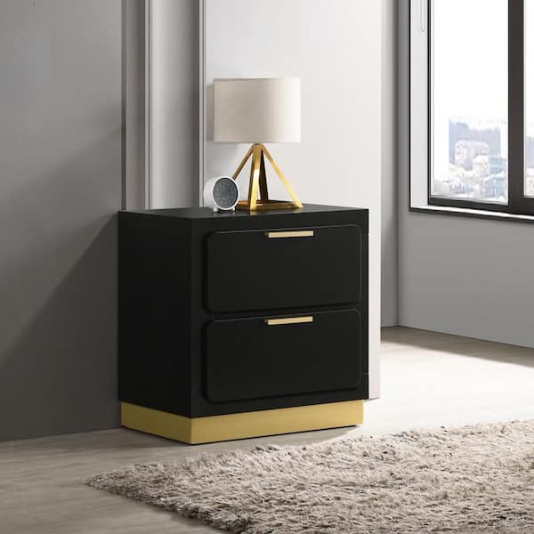 かっしー Coaster Caraway Black 2 Drawer Nightstand 224782 - The Home