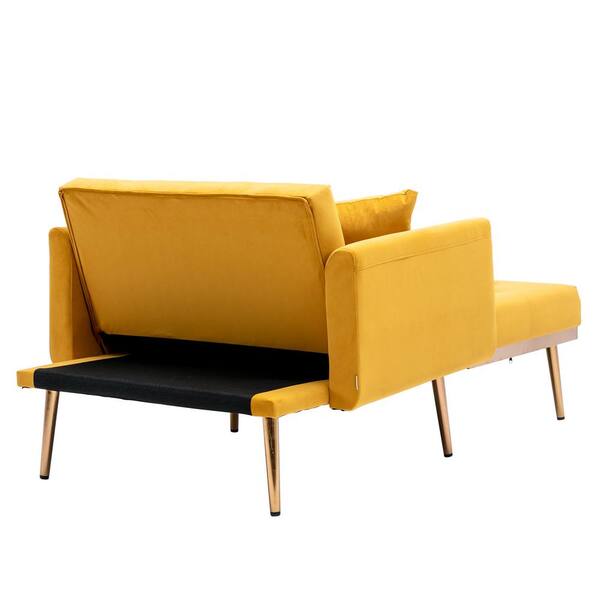 HOMEFUN Yellow Modern Velvet Tufted Chaise Lounge Chair with